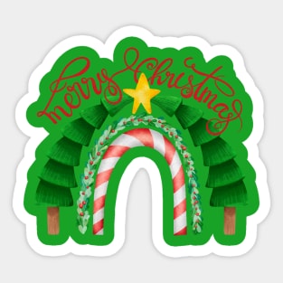 Merry Christmas Candy Cane Rainbow Sticker